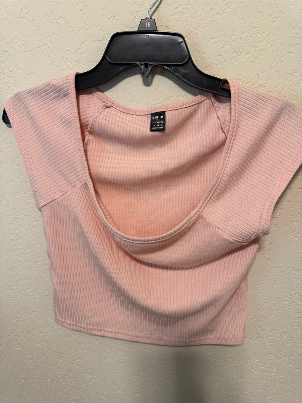 SHEIN Blush Ribbed Scoop-Neck Crop Top